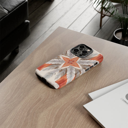 Silver Feather Compass - Impact Resistant Phone Case